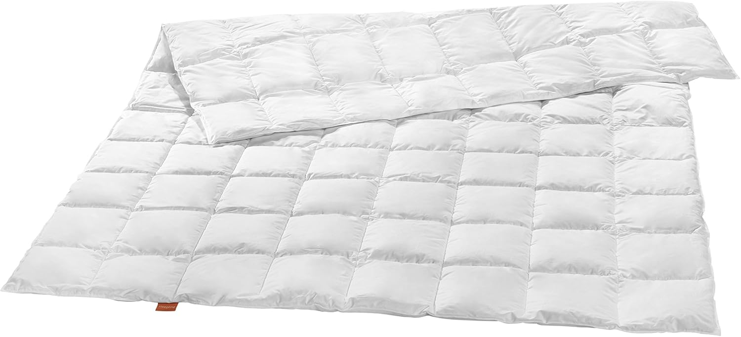 sleepling Premium Luxus Daunendecke aus 100% neuen silberweißen Gänsedaunen extra leicht (330 gr. Füllgewicht), 200 x 200 cm, weiß