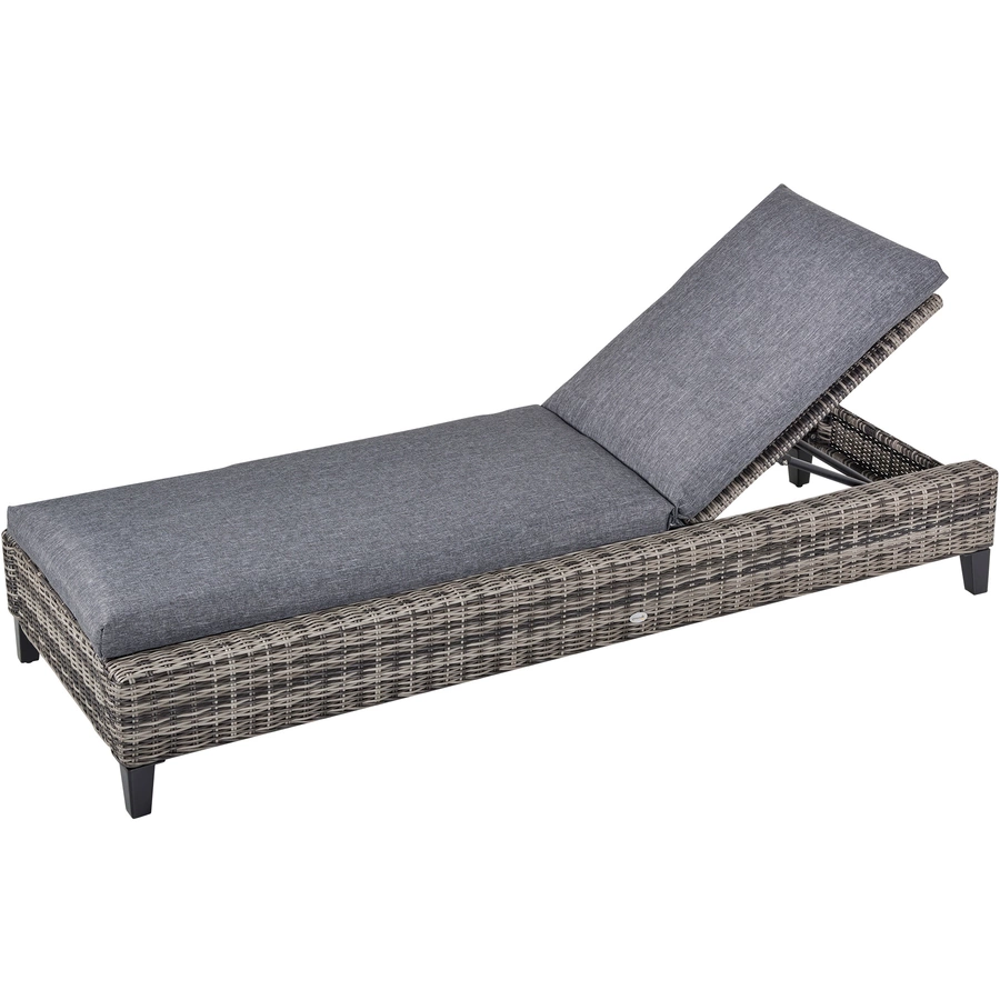 Outsunny Gartenliege mit Kissen grau