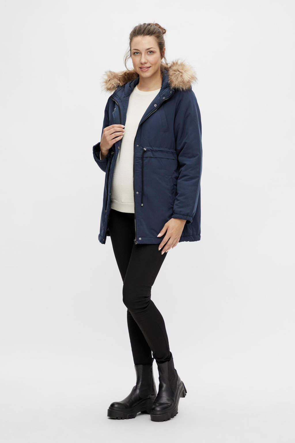 MAMALICIOUS jas MLJESSA van polyester donkerblauw