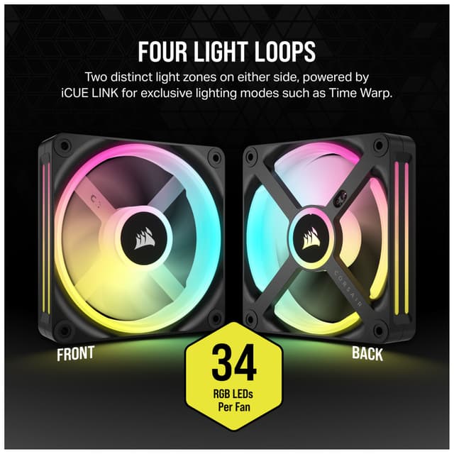 Corsair iCUE LINK QX120 RGB 120mm PWM-blæser startsæt(3-pakke)