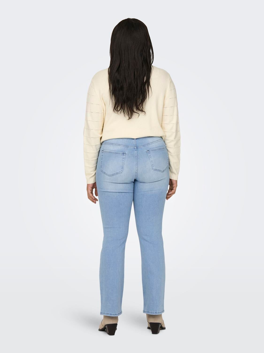 CARWILLY Hohe Taille Ausgestellt Jeans Light Blue Denim
