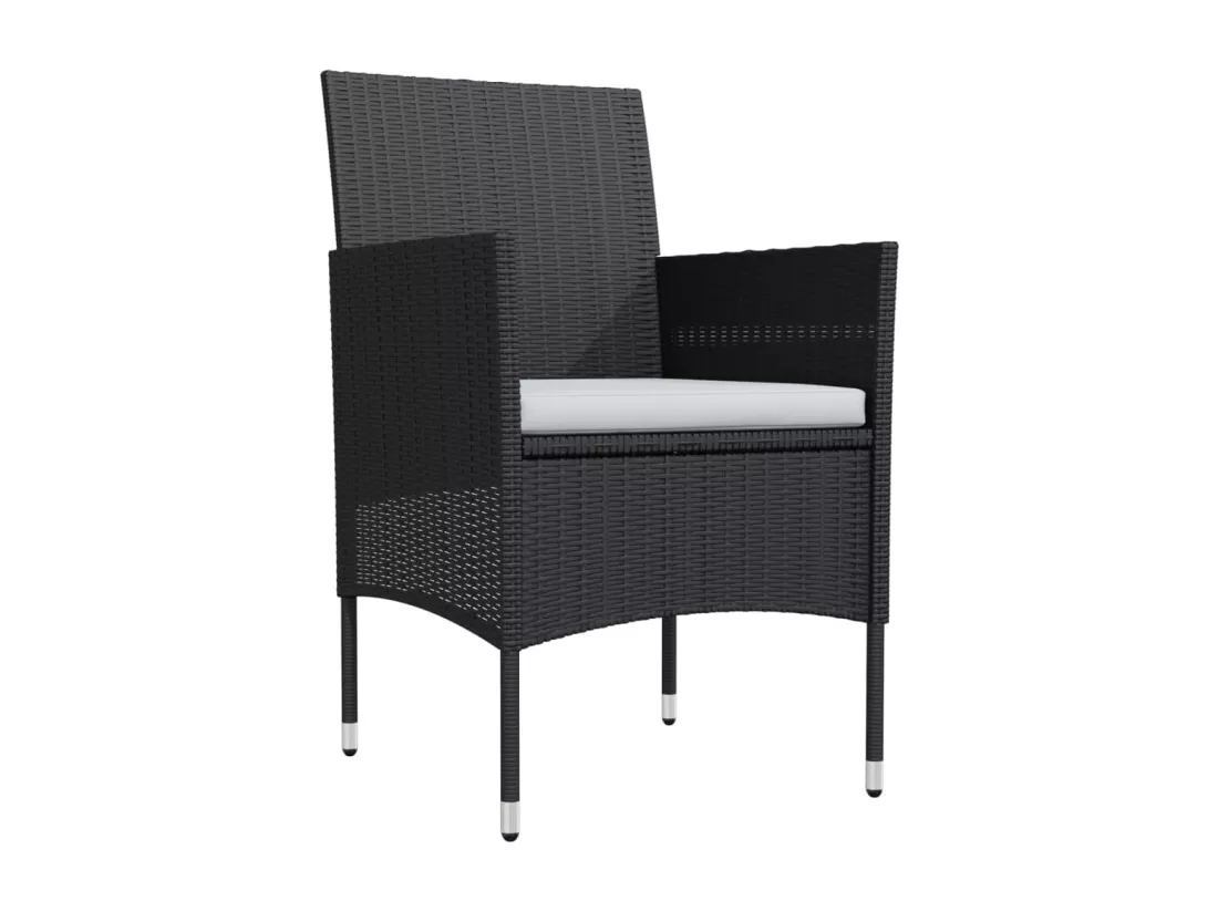 Ensemble à manger de jardin avec coussins 7 pcs Noir