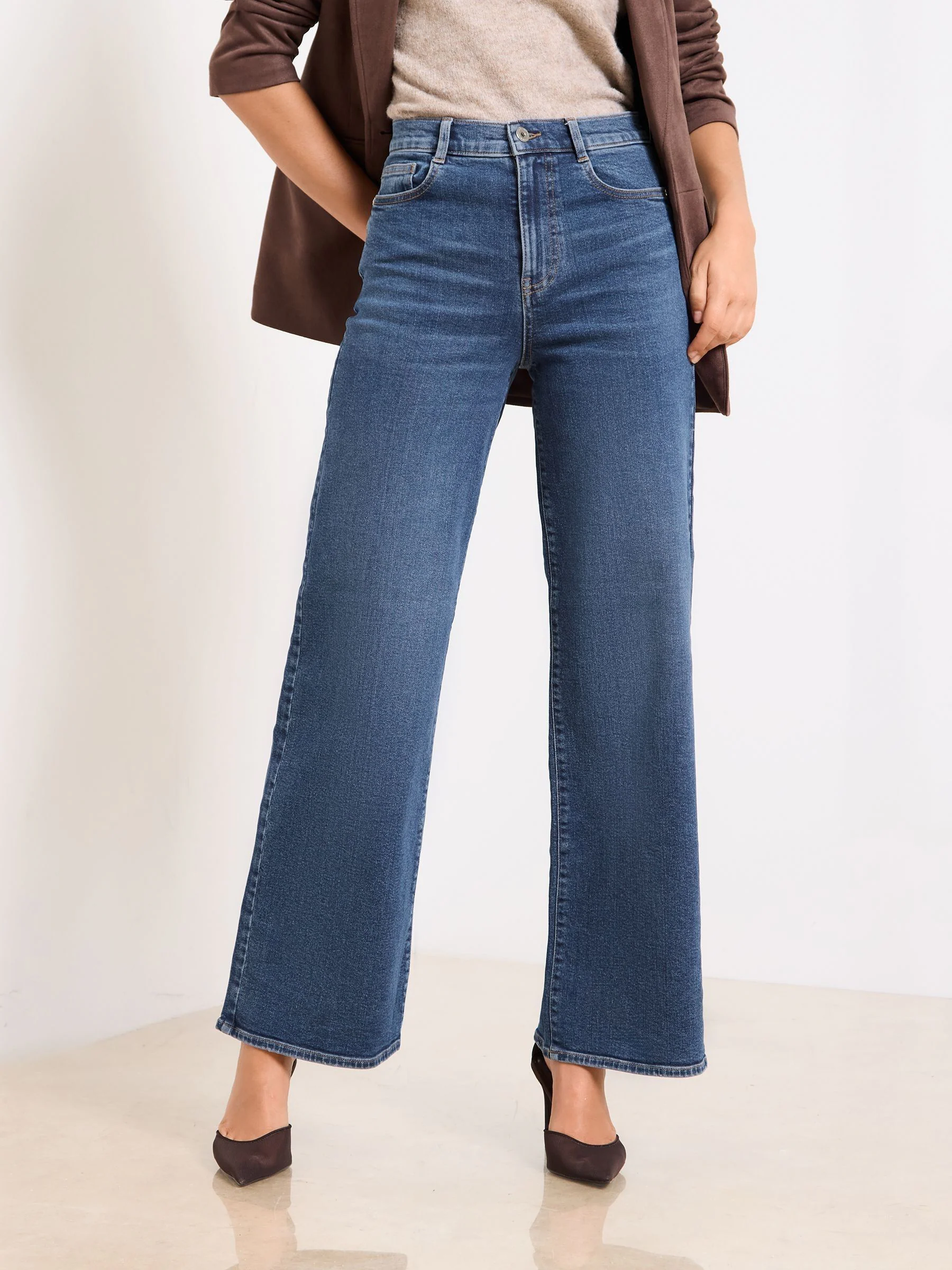 Lichte wassing blauw - Lipsy cropped jeans met wijde pijpen