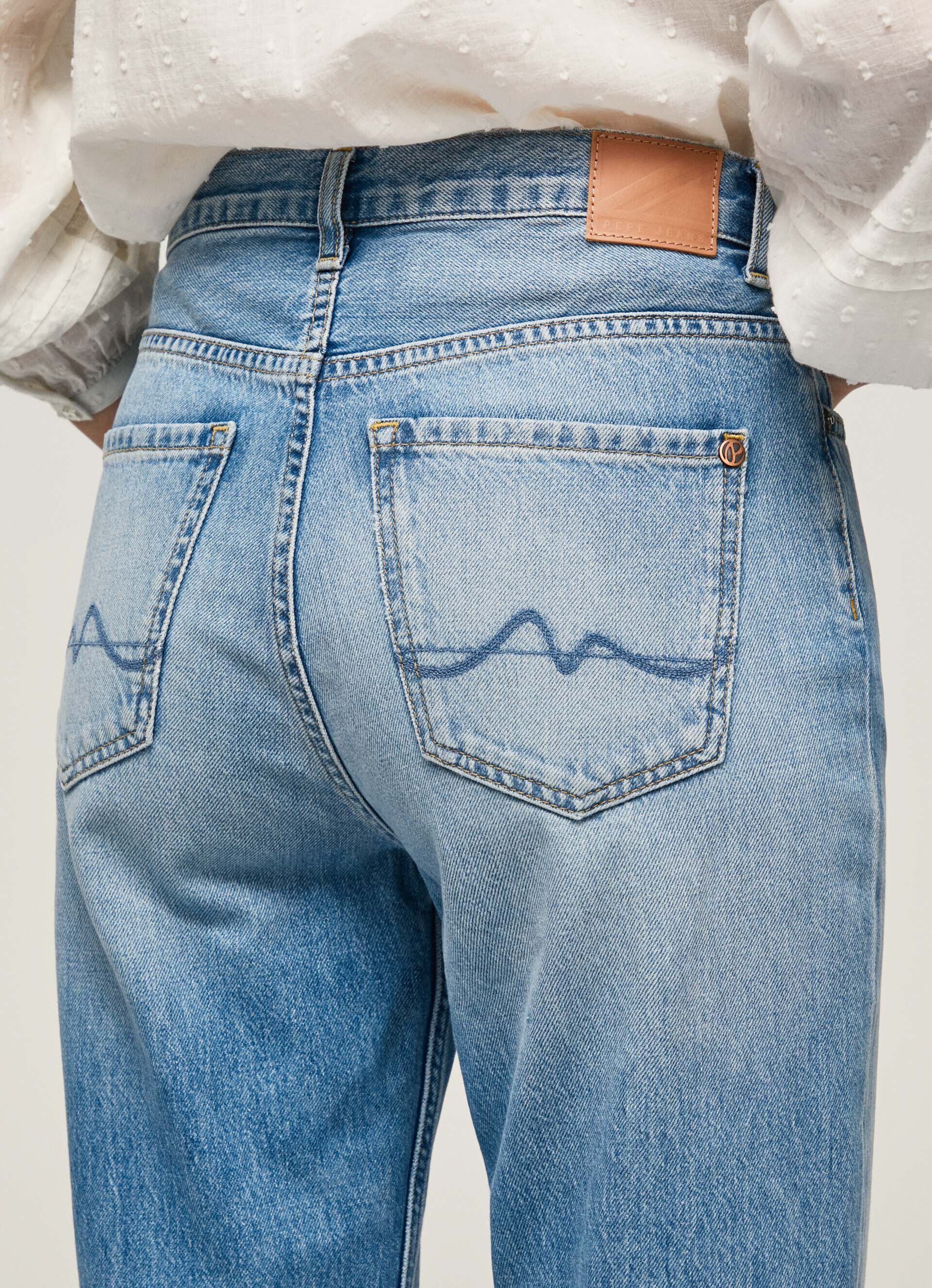 Calça jeans JEAN CELYN, corte reto, cintura alta - jeans