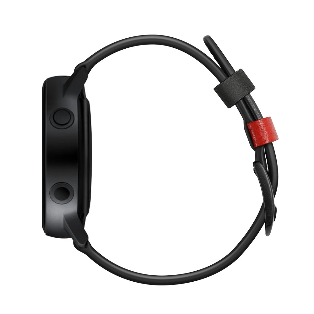 Samsung Galaxy Watch 3 (45mm) Ersatz Echtleder Stripes Armband (Gelenkumfang: 175-220mm) - Schwarz / Rot