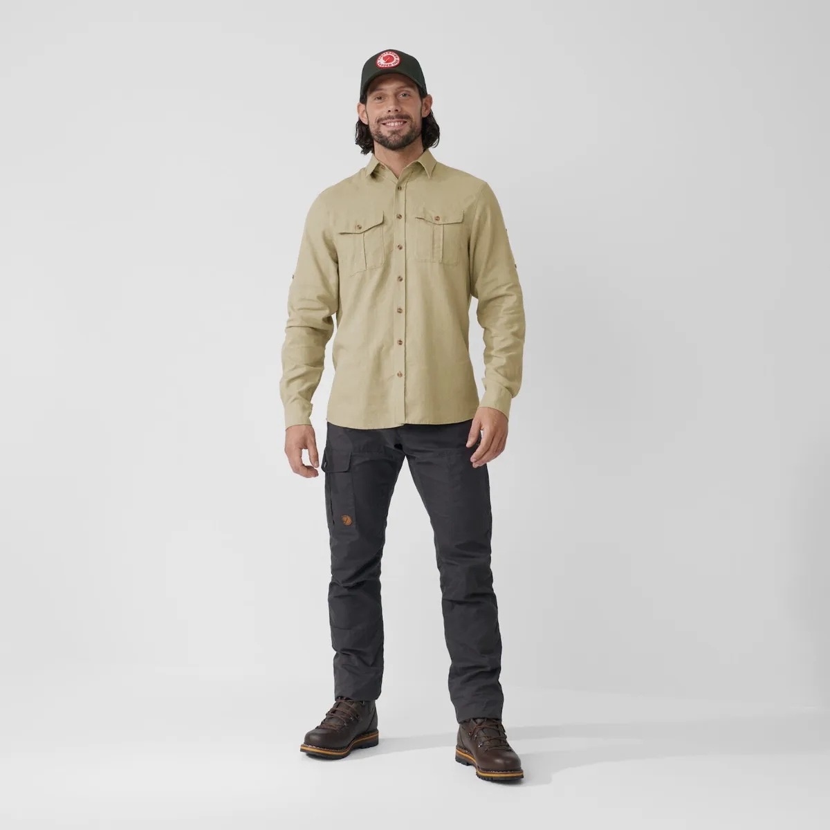 Fjällräven Men's Övik Travel Long Sleeved Shirt Dark Navy/Patina Green