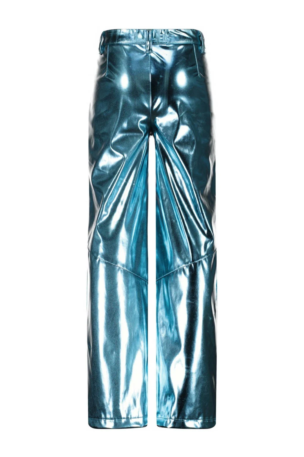 Vingino metallic high waist wide leg broek Sis blauw metallic