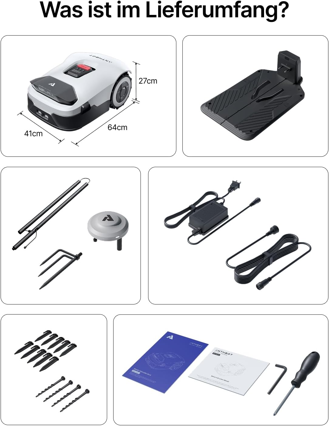 ANTHBOT Genie 600 Mähroboter mit Einfacher Garage, Ohne Begrenzungskabel, RTK & 4-Kamera-Vision, KI-Hinderniserkennung, Präzise Navigation, Smarte App-Steuerung, Max. 900 m²