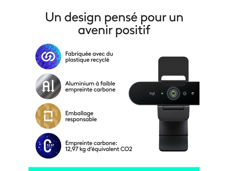 Logitech Webcam Brio 4K Ultra HD graphite Professionelle USB-Webcam mit 4K UHD, HDR und Windows Hello-Unterstützung