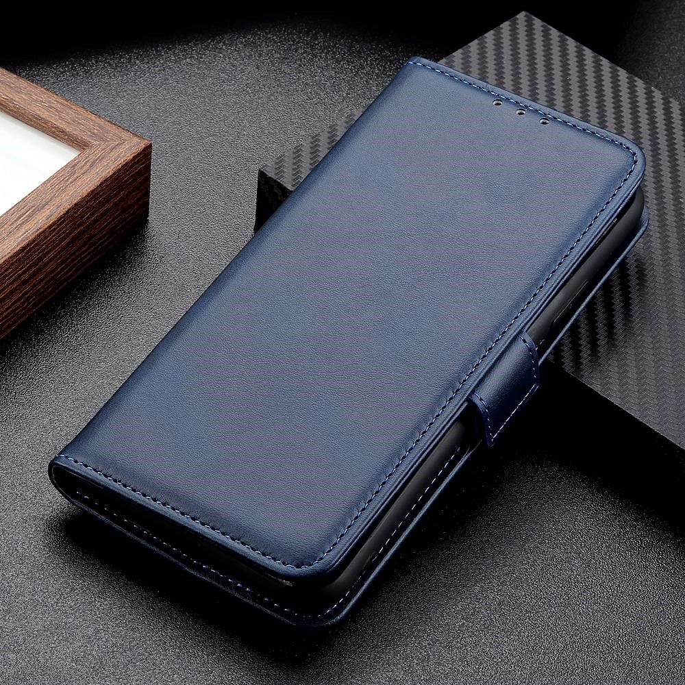 iPhone 15 Pro Vintage Leder Tasche Flip Cover mit Kartenfächer - Dunkelblau