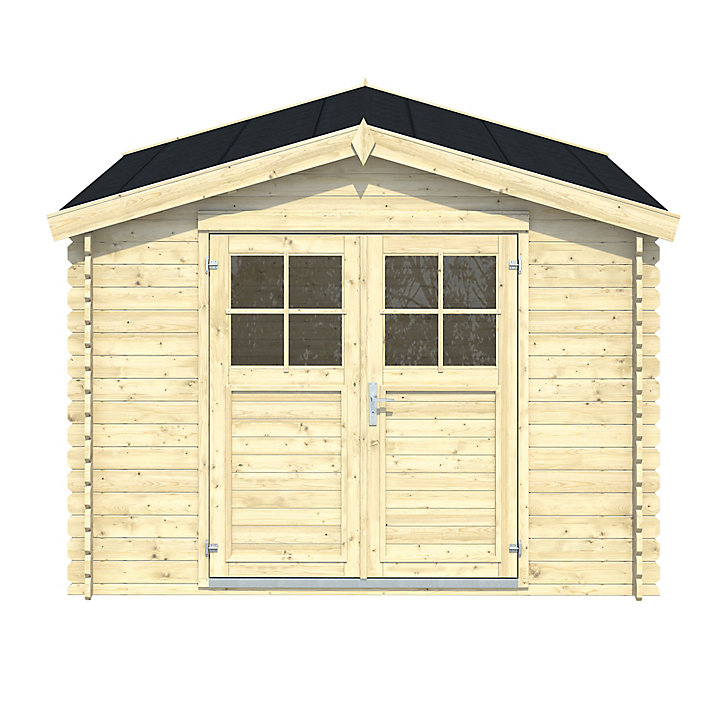 Abri de jardin GoodHome Belaia en bois coloris naturel ép.28 mm surface extérieure 9,30 m²