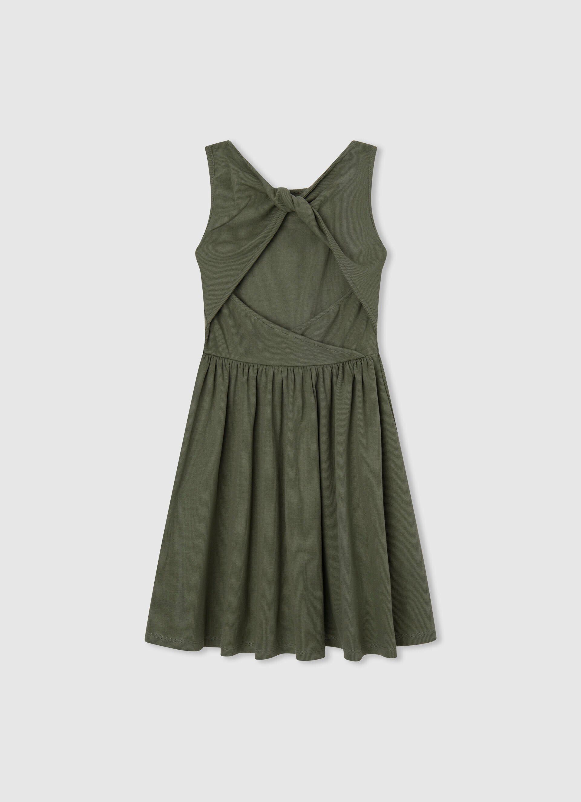 Vestido canelado sem mangas - verde-oliva