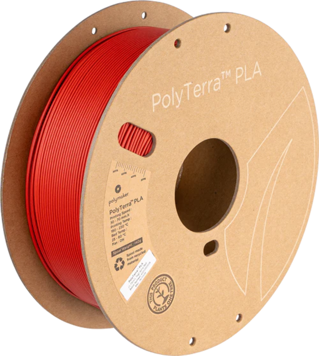 Polymaker  PolyTerra PLA Army Red, 1,75 mm / 1000 g    Filament mit reduziertem Kunststoffgehalt