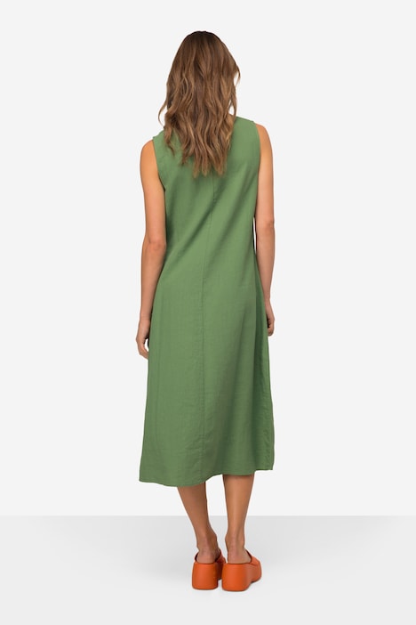 Leinenmix-Kleid, Straight Fit, Rundhals, seitliche Zierschleife