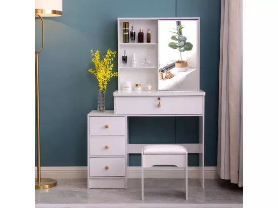 Coiffeuse et table de maquillage avec miroir coulissant moderne ELIZA