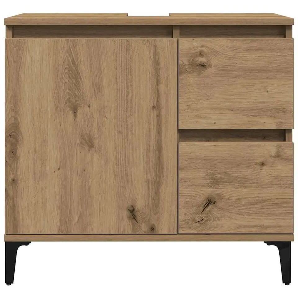 vidaXL - Wastafelonderkast - 1 deur 2 lades - Artisanaal eiken - 65x33x60 cm