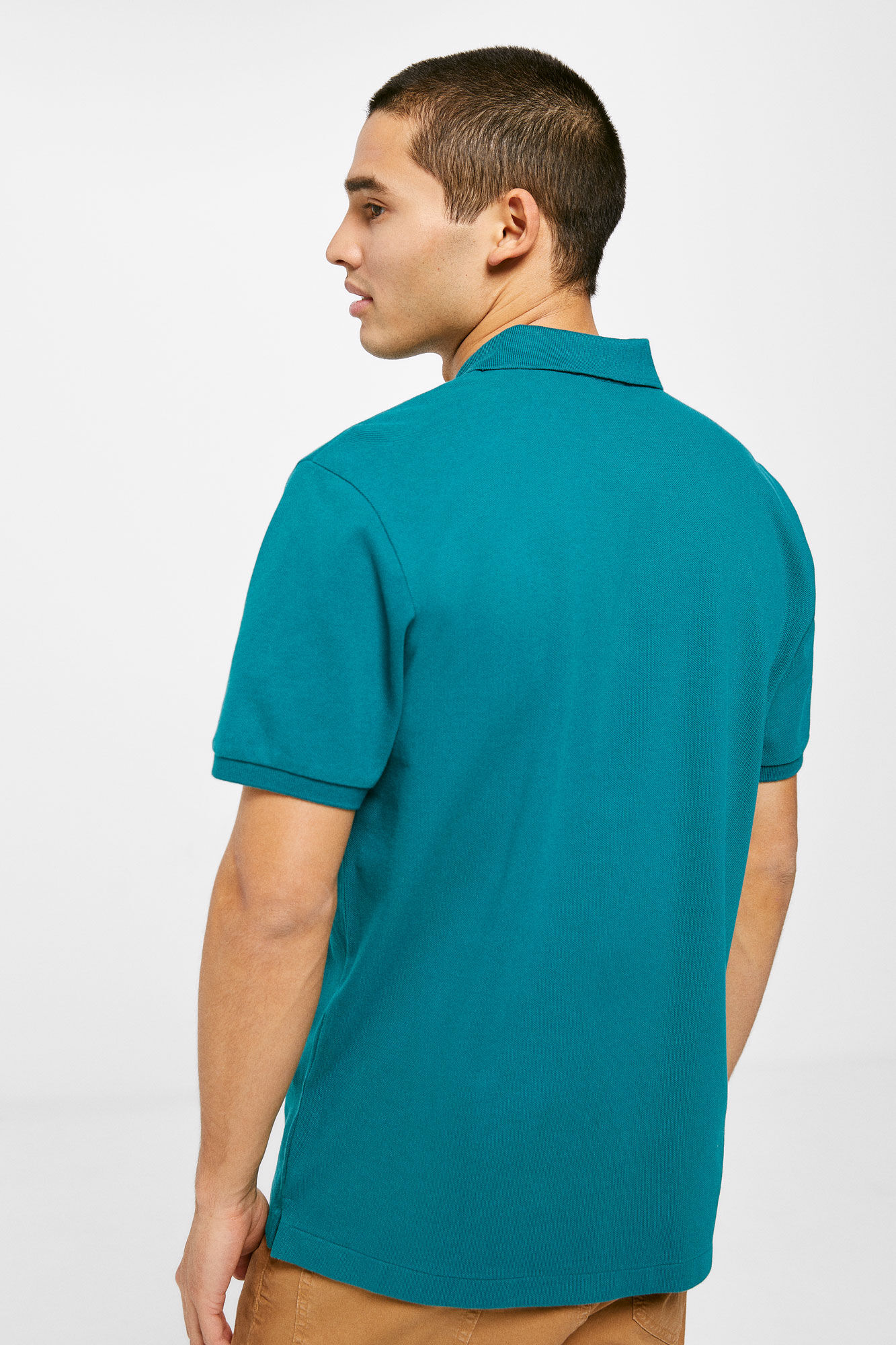 Camisa polo básica em piqué - turquesa