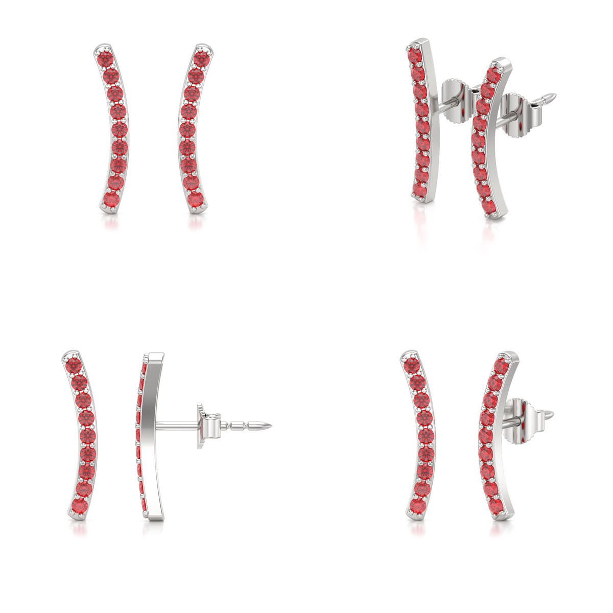 Boucles d'oreilles ADEN Or 585 Blanc et Rubis 1.292grs