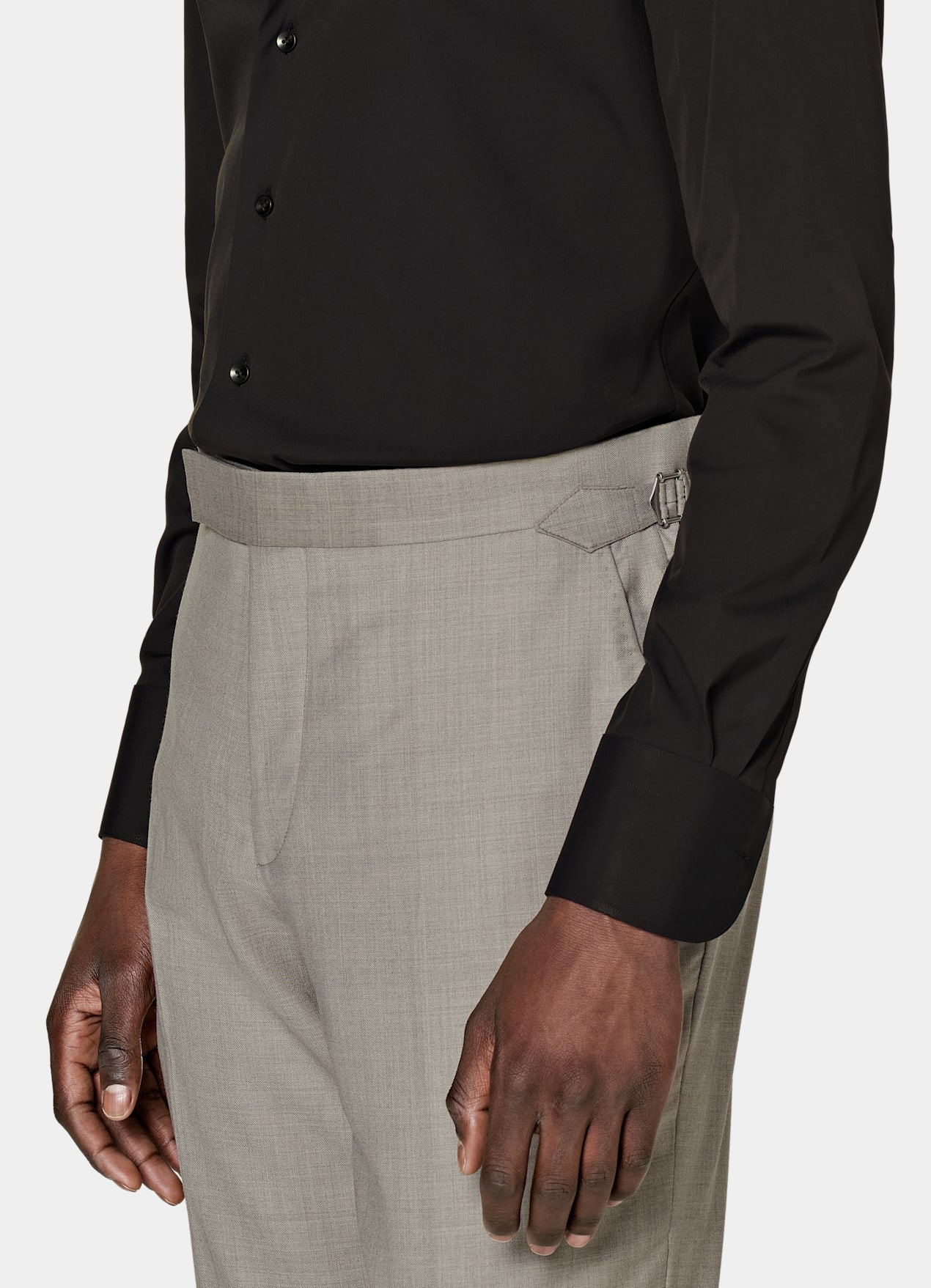 Chemise coupe très ajustée en popeline marron foncé