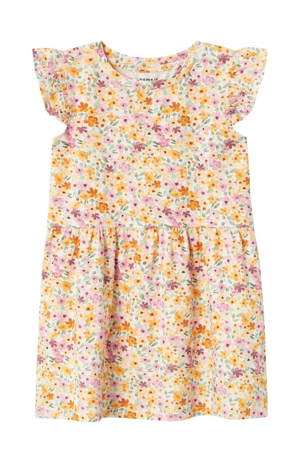 NAME IT gebloemde A-lijn jurk NMFHISSE ecru/multicolor