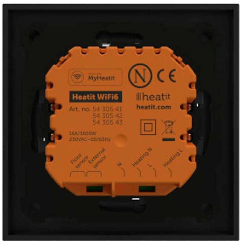 Heatit - WiFi6 Thermostaat - Zwart - Slimme Thermostaat