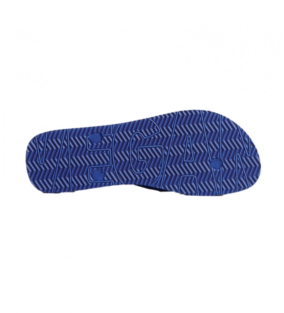 Chinelo vegano Superdry com logo vintage, azul.