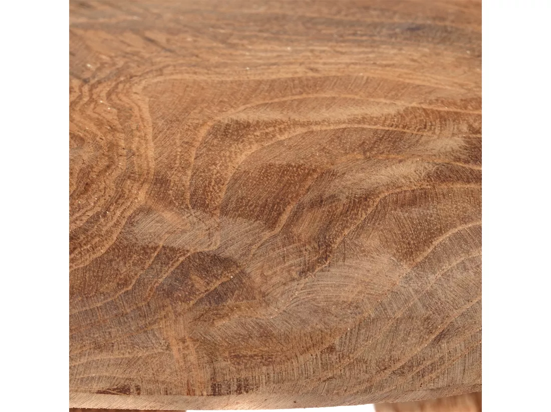 TABOURET Klara Bois massif d'acajou, rond couleurs naturelles