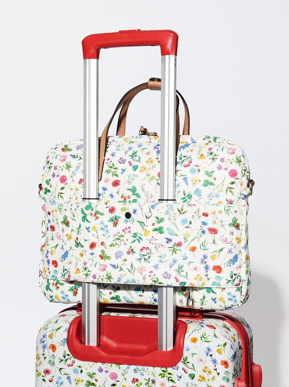 Maleta De Viaje Estampado Floral - Rojo