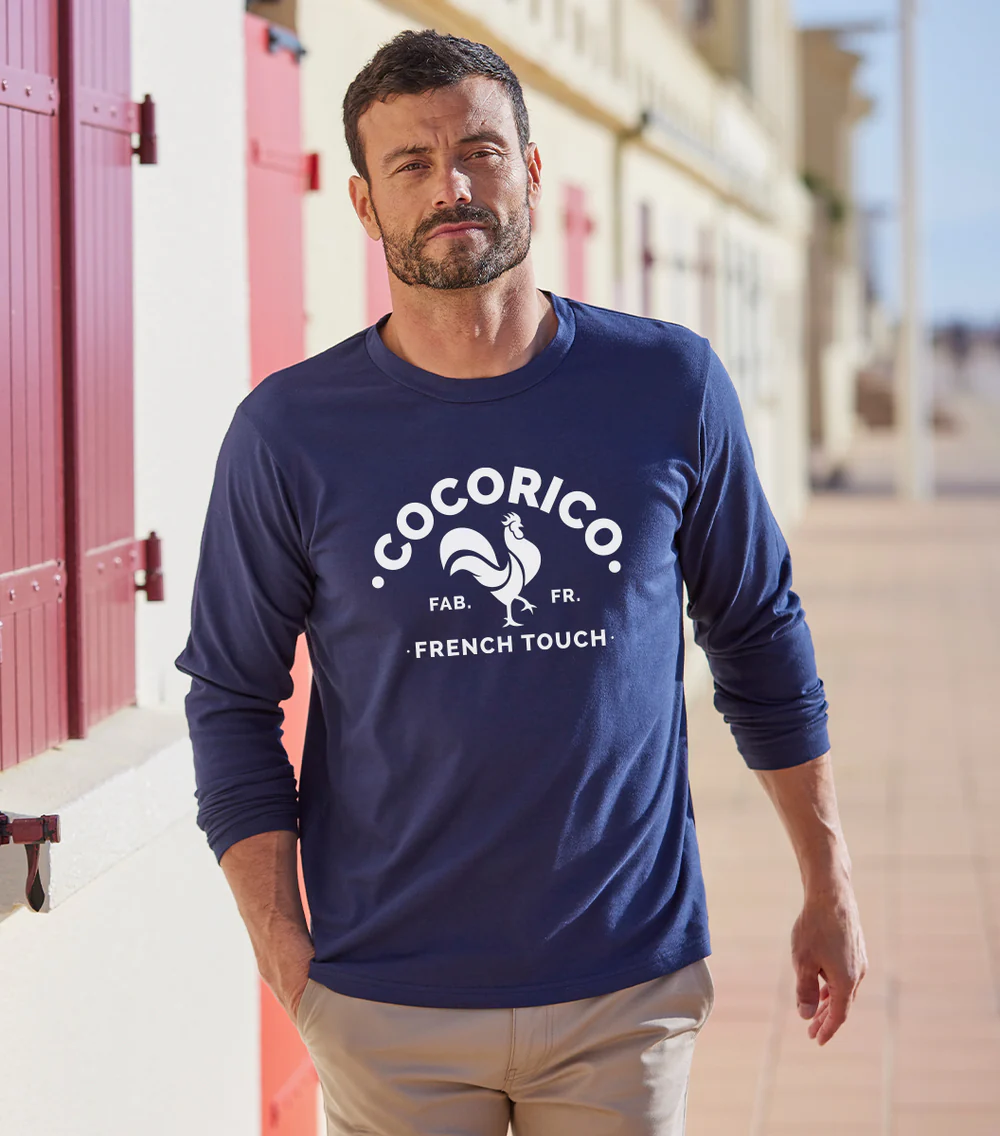 T-shirt Manches Longues Homme Marine - Coq Français
