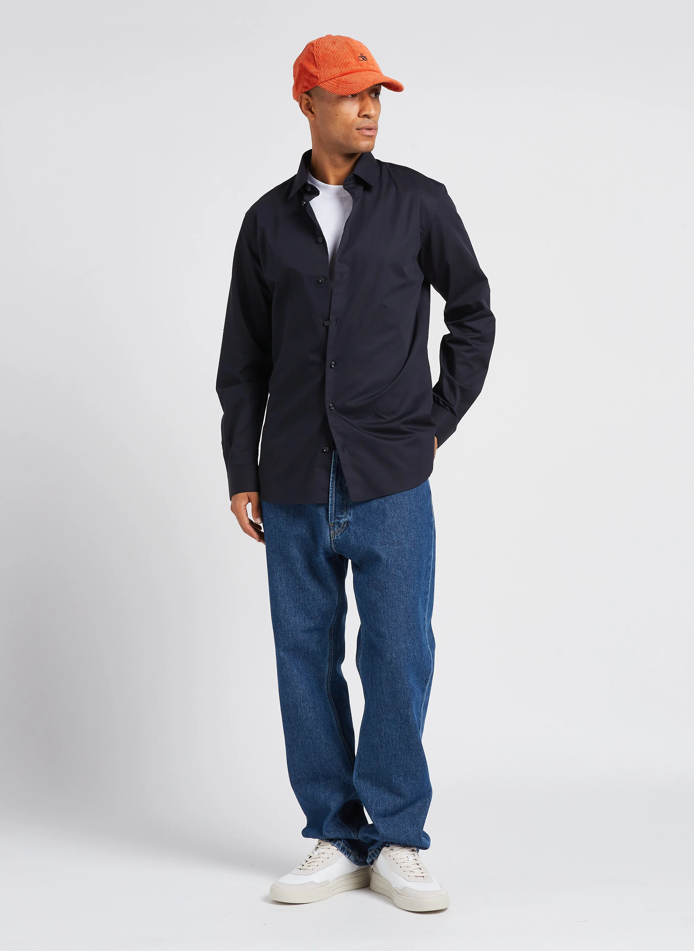 Chemise droite en coton | Noir