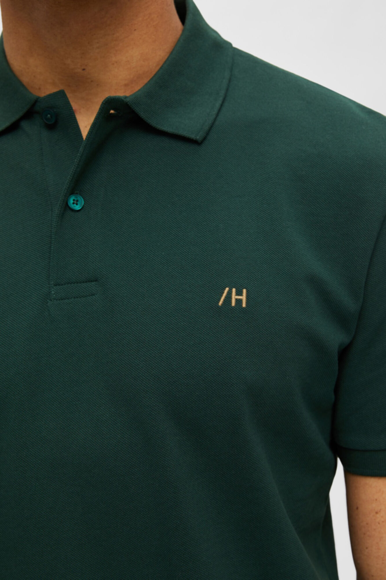 Camisa polo de algodão orgânico com logotipo bordado - Verde