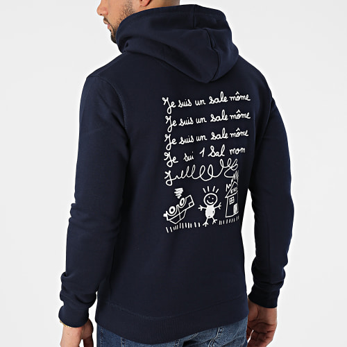 Sweat Capuche Punition Navy Blanc