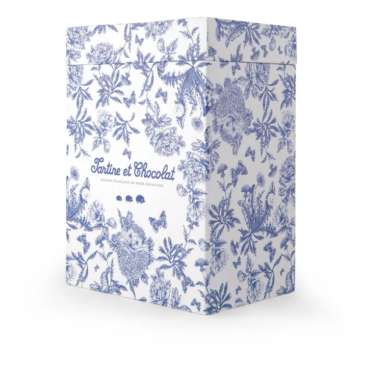 Tartine et Chocolat Peluche Augustin le lapin Toile de Jouy | Bleu