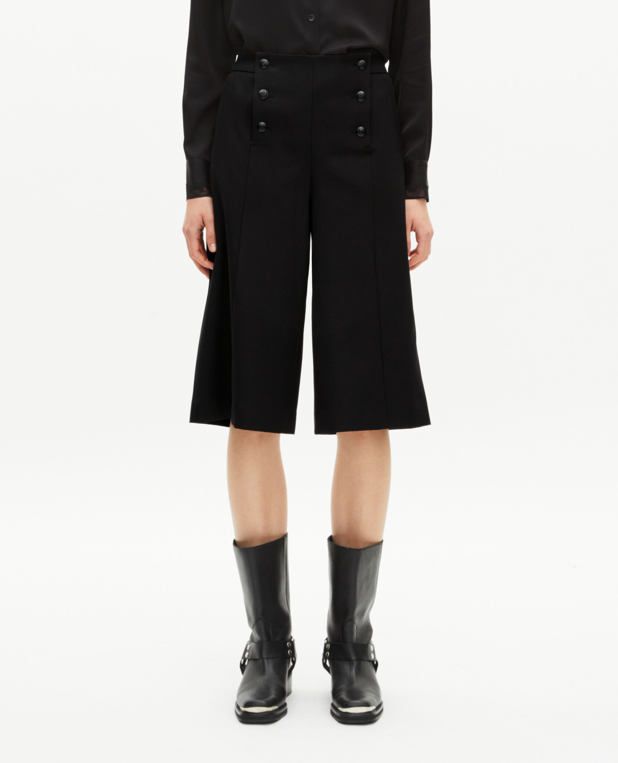 Pantalon culotte large à pont noir