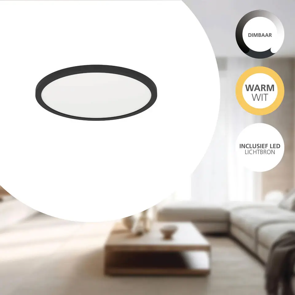 EGLO Minerario Plafonnière - LED - Kunststof - Zwart/Wit