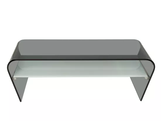 Table basse - Verre trempé noir - Tablette blanche laquée - KELLY