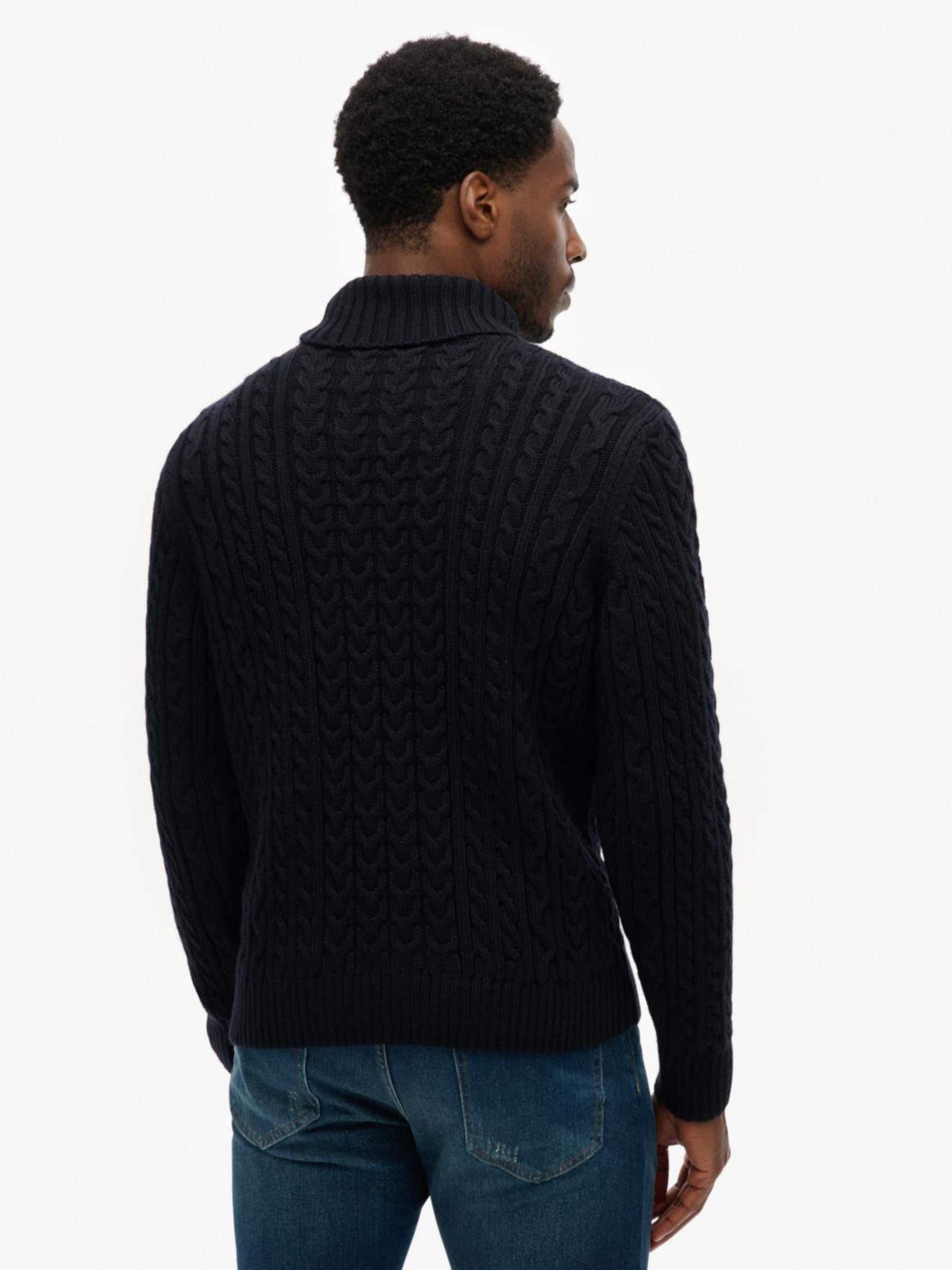 Blauw - Superdry Jacob Cable Roll Neck Jumper