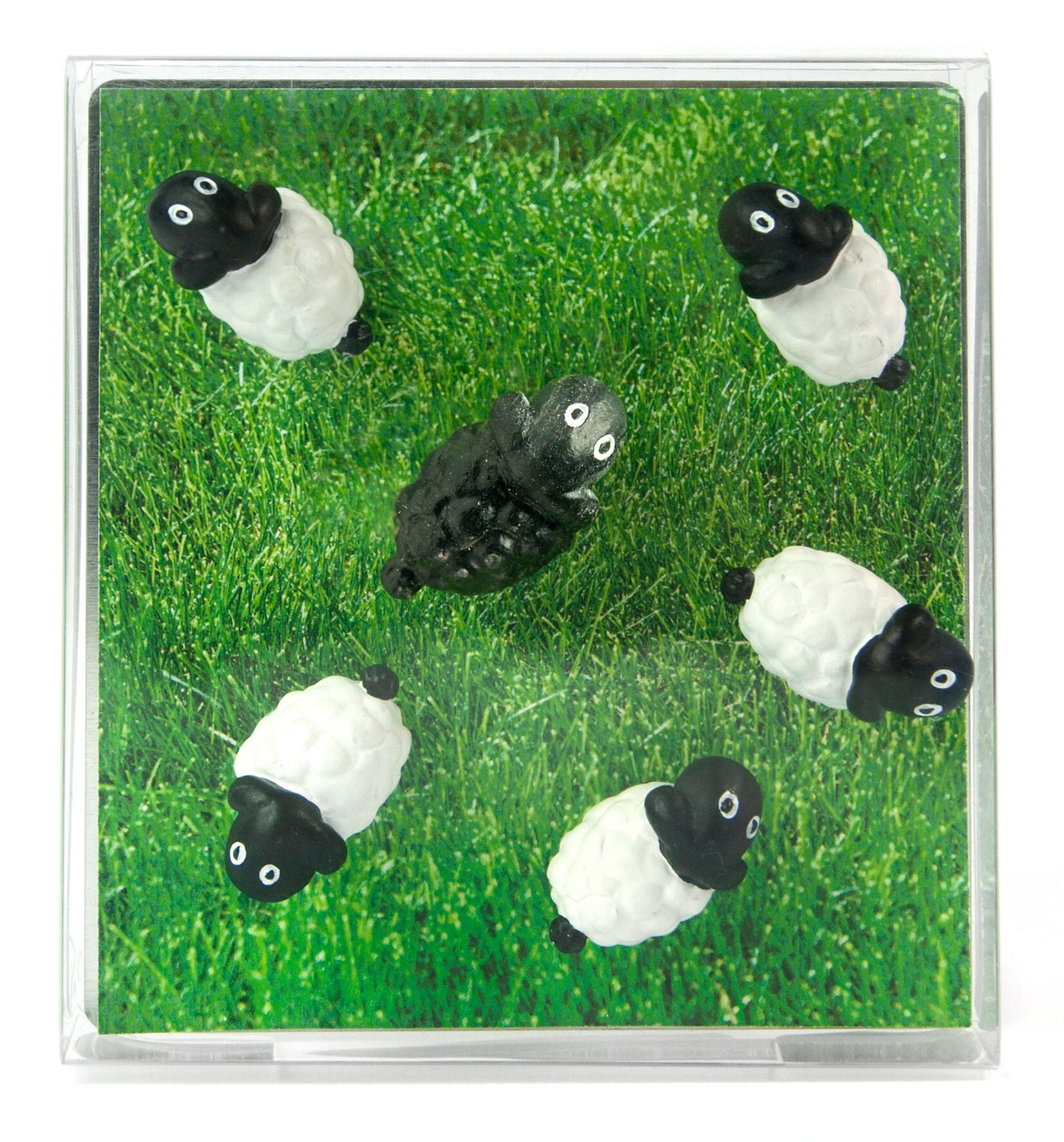 SHEEP Magnet - Schwarz / Weiss / B: 1.6 cm x T: 2.6 cm x H: 1.4 cm
