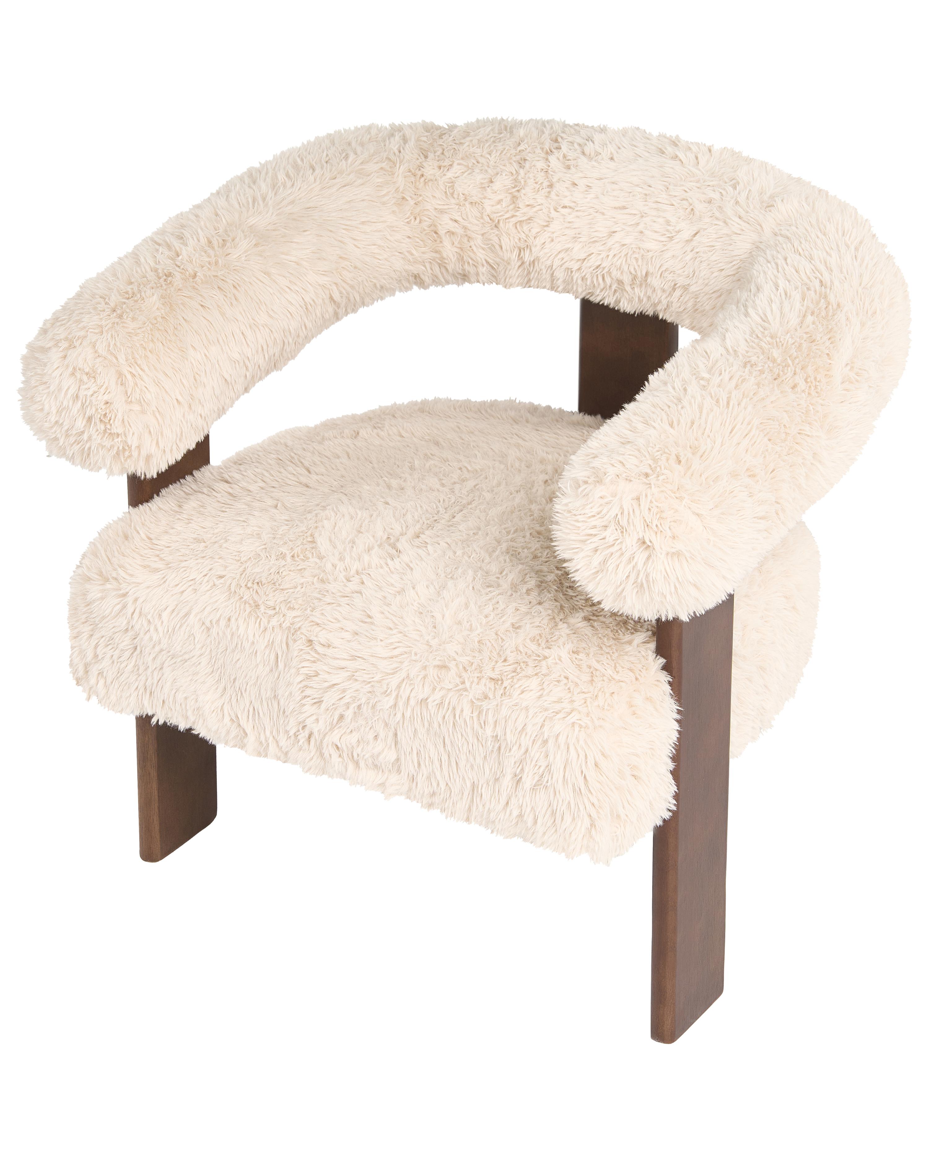 Fauteuil ILBRO Nepbont Gebroken wit/donkerbruin