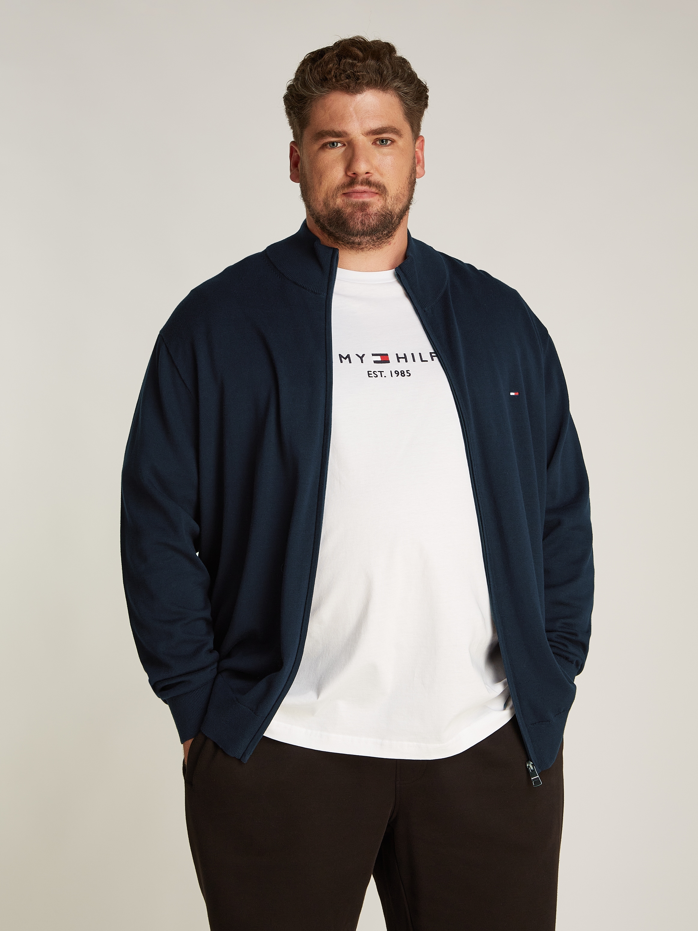 Tommy Hilfiger Big & Tall Strickjacke »BT-ESSENTIAL COTTON ZIP THRU-B«, Grossen Grössen