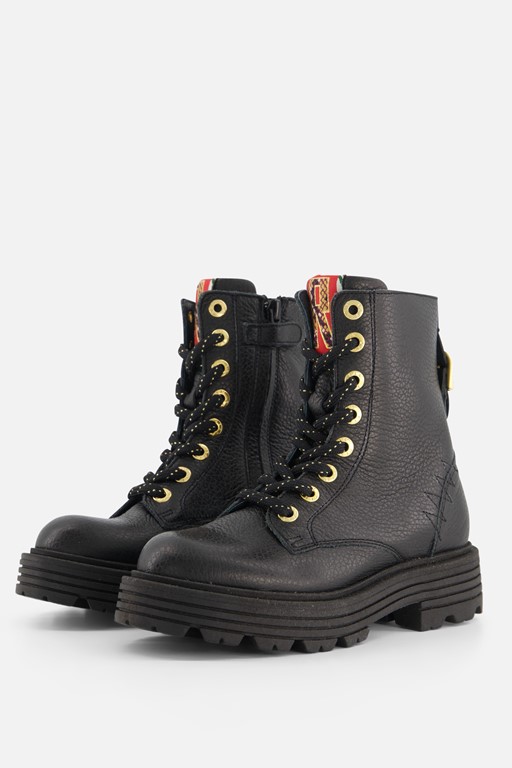 Red-Rag Veterboots zwart Leer