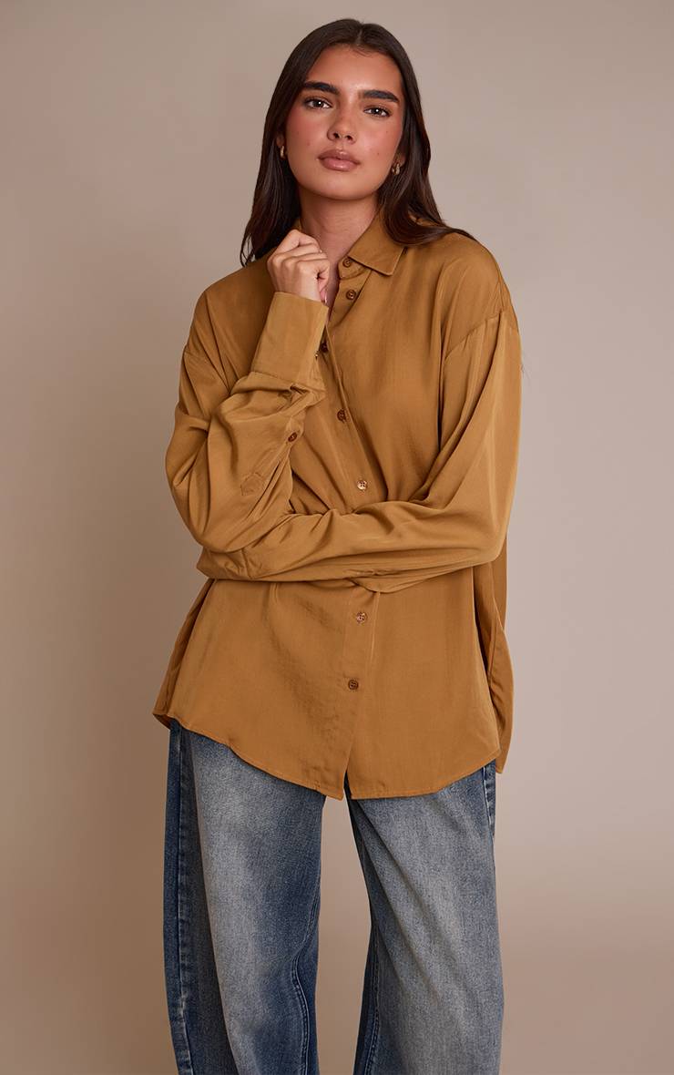 Marron Chemise Oversize En Tencel