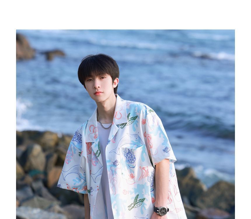 blastealle - Set: Shirt met korte mouwen en print + Losse shorts