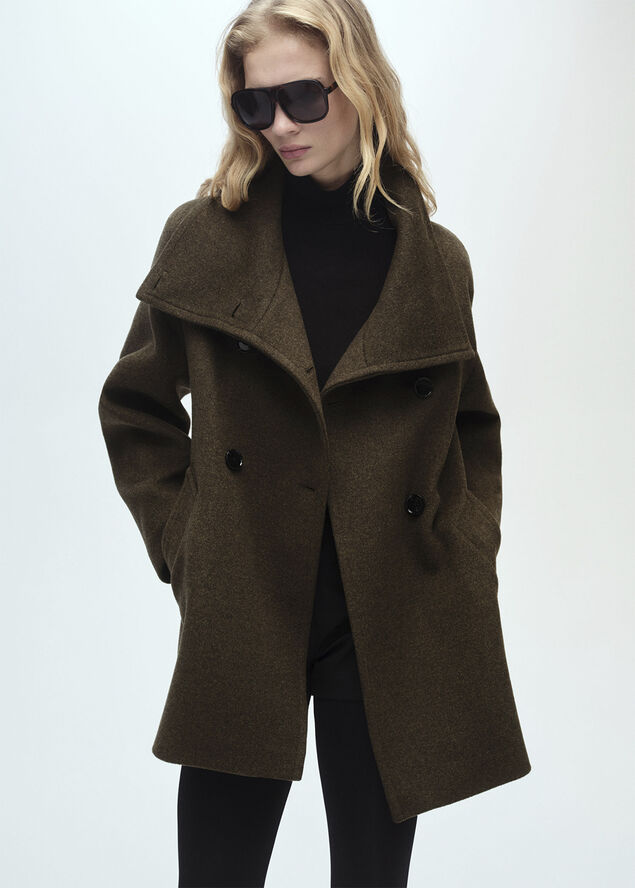MANGO Double-breasted wool coat Beige - khaki