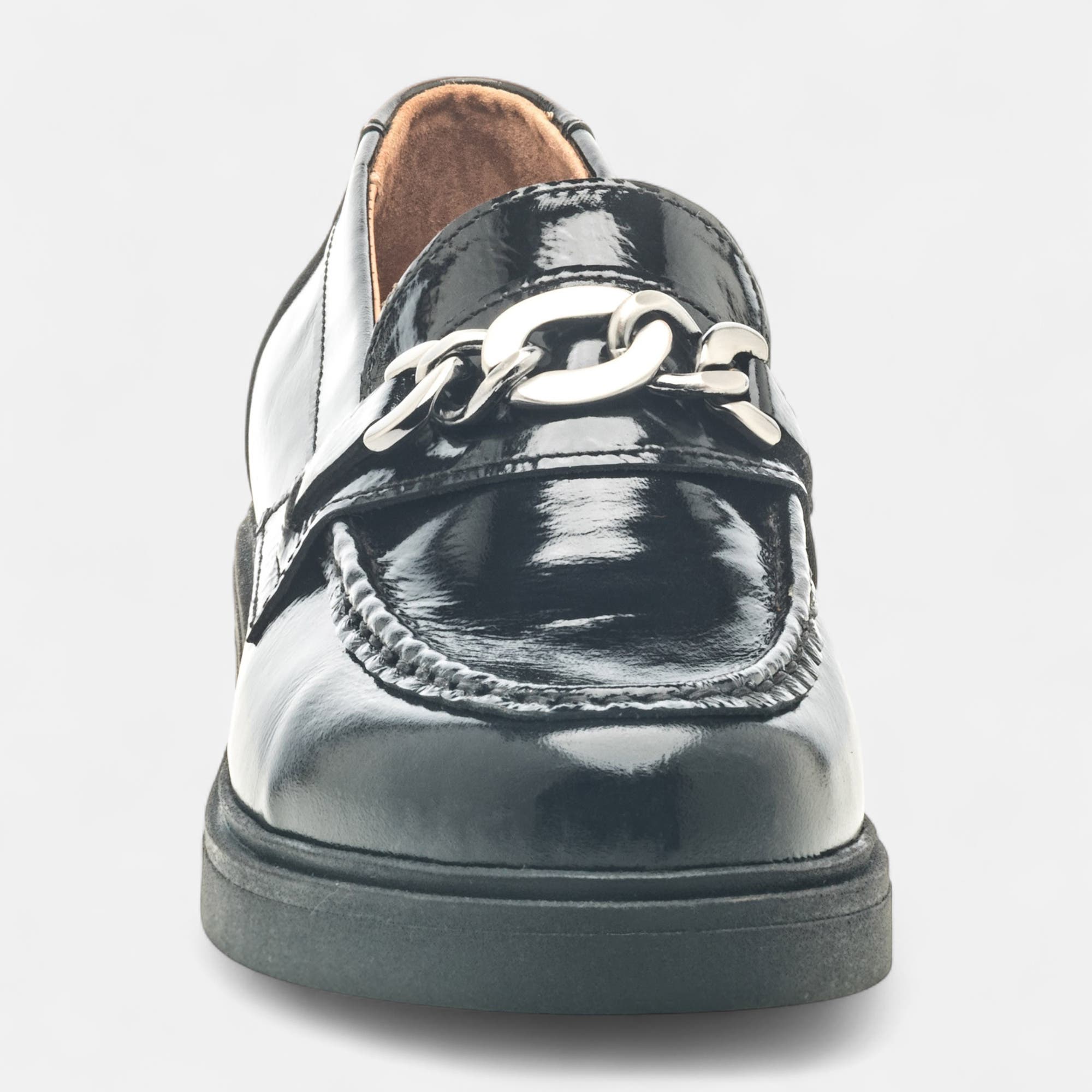 Mocassins Femme en cuir noir vernis