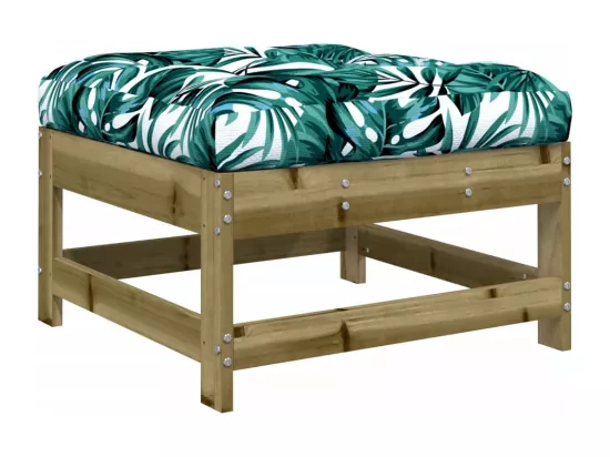 Repose-pied de jardin avec coussin bois de pin imprégné