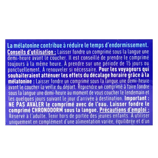 Chronodorm Melatonina 1,9 mg - Embalagem com 2 x 30 comprimidos sublinguais