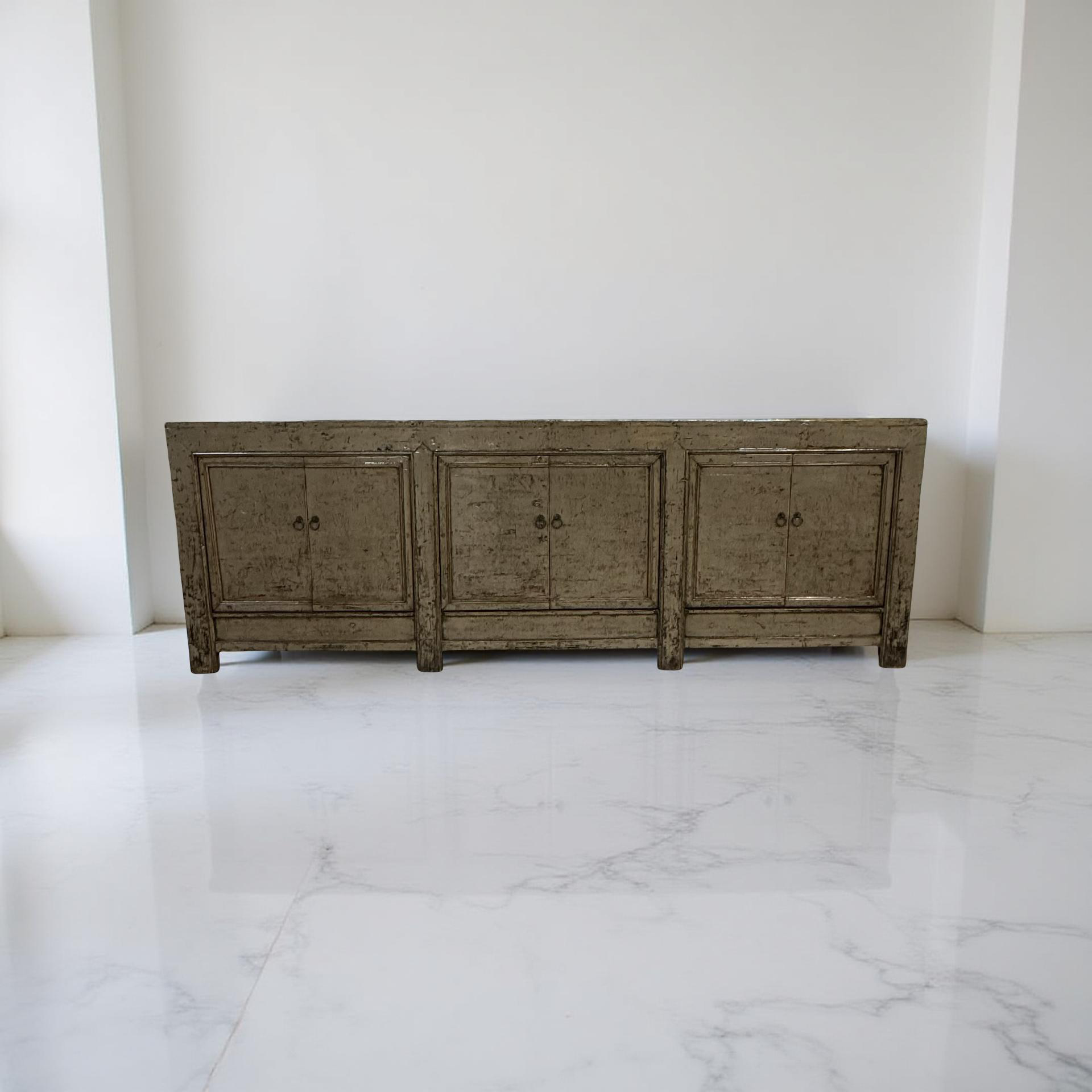 Dressoir 6 deur olijf/groen lak uniek