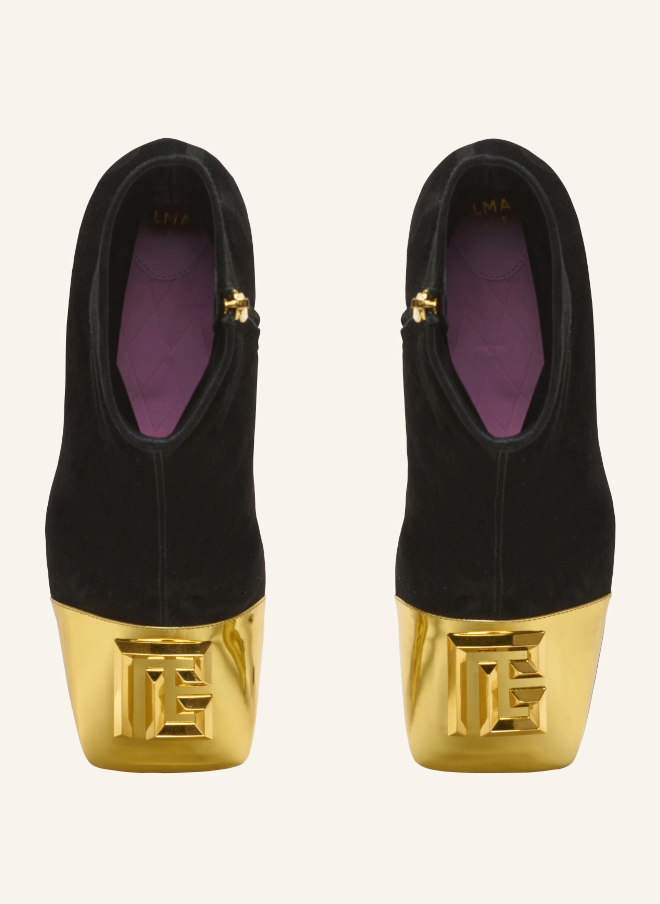 BALMAIN Stiefeletten Edna aus Wildleder und Leder mit „Spiegeleffekt“
