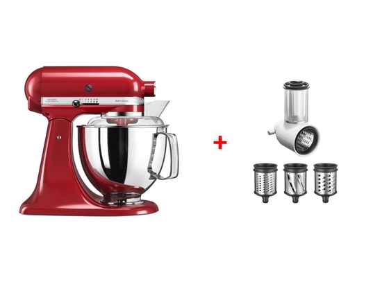 KITCHENAID - Robot culinaire Artisan 4,8L 5KSM175 Rouge + Tranchoir/Râpe OFFERT